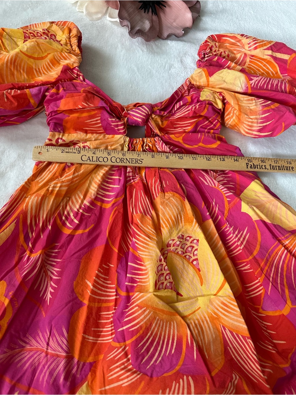 FARM RIO Summer Garden Bow Mini Dress S - Picture 7 of 13